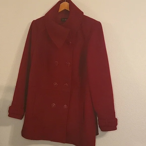 Vintage Lane Bryant Double Breasted Deep Red Peacoat sz 14/16 Lined, Wool Blend - Picture 3 of 14